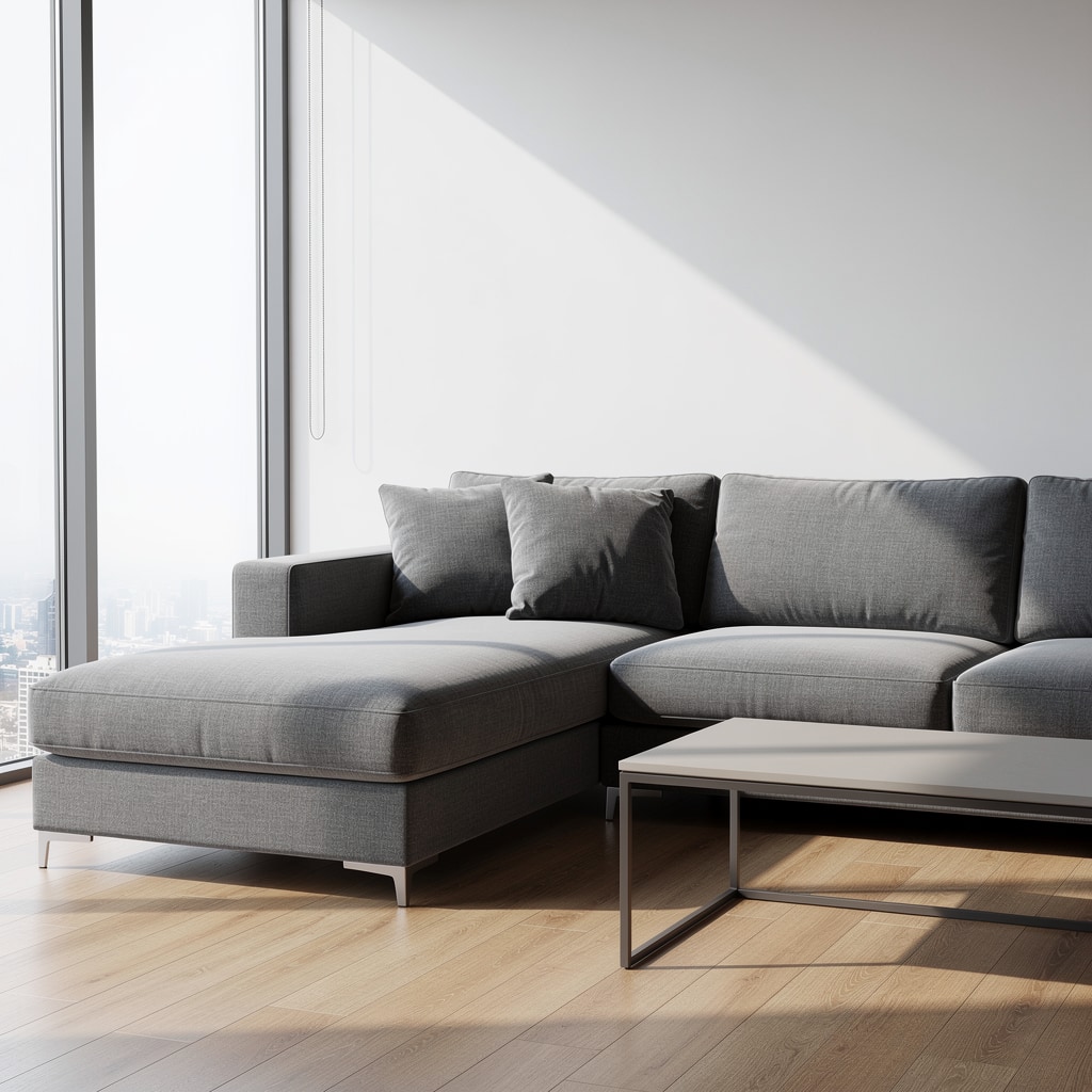 Freshly cleaned modern sofa