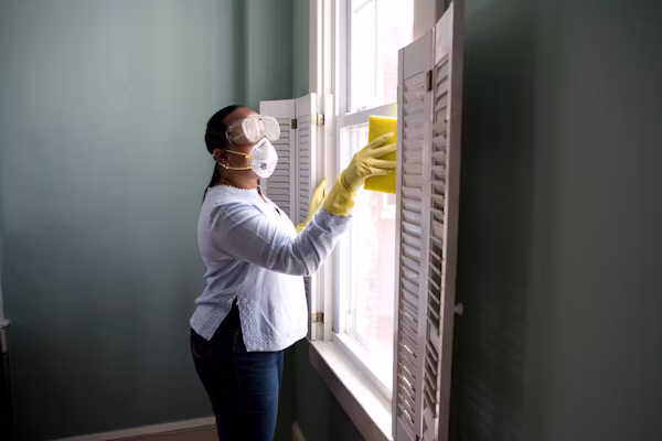 Professional steam cleaning technician at work